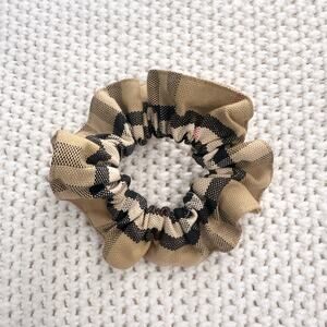 Burberry London Authentic Cotton Beige Black Check Hair Scrunchie Vintage Y2K